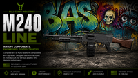 Bull Craft Industries M240 Line showcasing precision-engineered airsoft accessories, upgrade components and platform solutions for the M240 platform, designed and manufactured in Florida, USA.