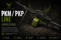 Bull Craft Industries PKM / PKP Line featuring precision-engineered airsoft accessories and upgrade components for PKM and PKP platforms, designed and manufactured in Florida, USA.