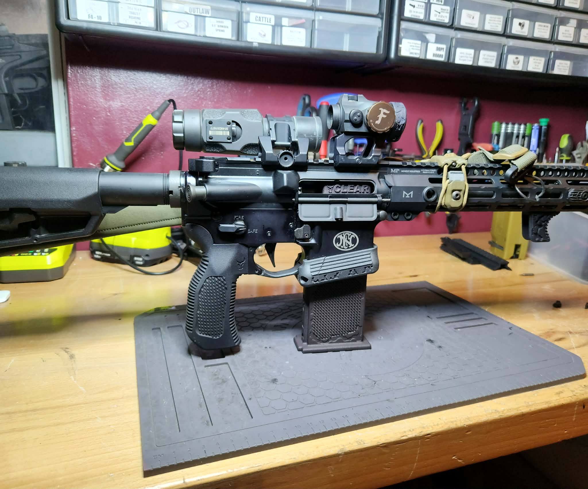 AR-15 side profile with Bull Craft chamber safety block, flared magwell and Cowabunga grip